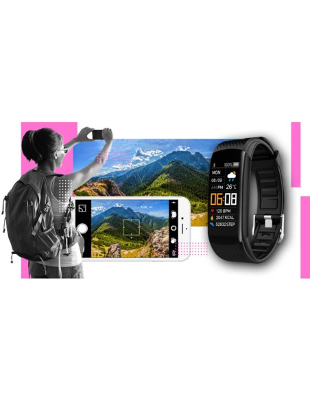 Smartwatch giewont czarno różowy 2 paski gw200-4