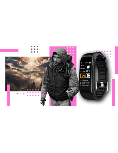 Smartwatch giewont czarno różowy 2 paski gw200-4