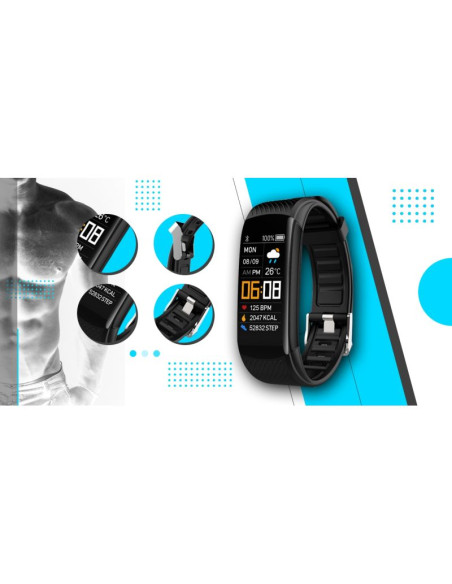 Smartwatch giewont czarno niebieski 2 paski gw200-7