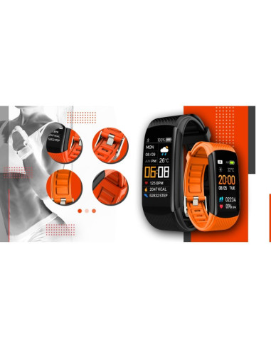 Smartwatch giewont czarno pomarańczowy 2 paski gw200-9