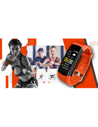 Smartwatch giewont czarno pomarańczowy 2 paski gw200-9