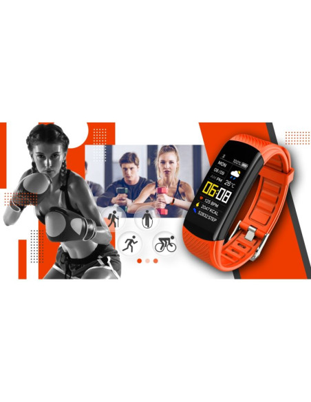 Smartwatch giewont czarno pomarańczowy 2 paski gw200-9