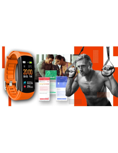 Smartwatch giewont czarno pomarańczowy 2 paski gw200-9