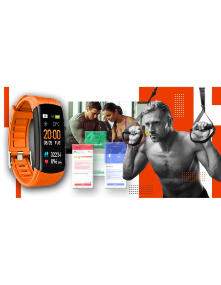 Smartwatch giewont czarno pomarańczowy 2 paski gw200-9