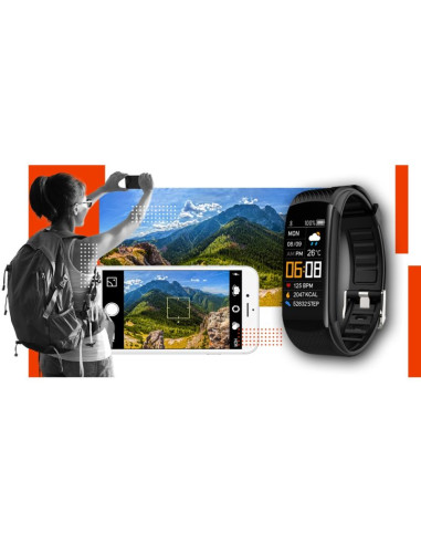 Smartwatch giewont czarno pomarańczowy 2 paski gw200-9