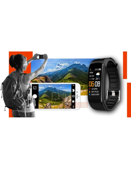 Smartwatch giewont czarno pomarańczowy 2 paski gw200-9