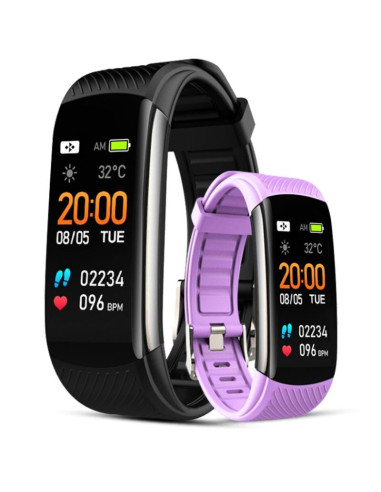 Smartwatch giewont czarno jasnofioletowy 2 paski gw200-8