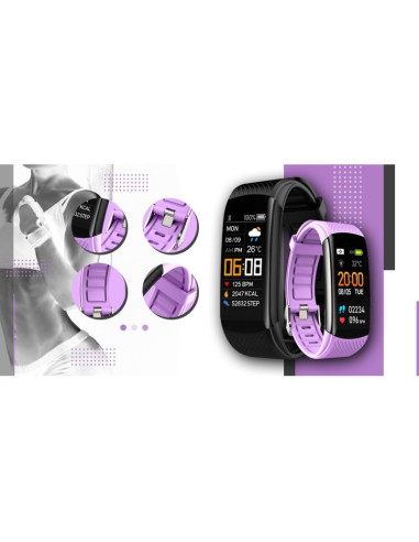 Smartwatch giewont czarno jasnofioletowy 2 paski gw200-8