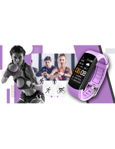 Smartwatch giewont czarno jasnofioletowy 2 paski gw200-8