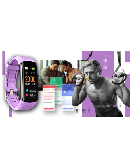 Smartwatch giewont czarno jasnofioletowy 2 paski gw200-8