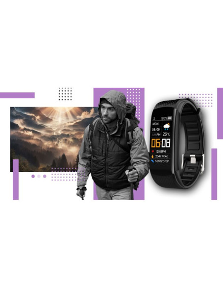 Smartwatch giewont czarno jasnofioletowy 2 paski gw200-8