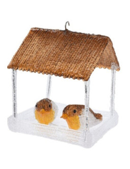 Domek dla ptaków dekoracja led 185x165x230mm brązowy daszek