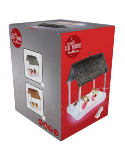 Domek dla ptaków dekoracja led 185x165x230mm brązowy daszek 2