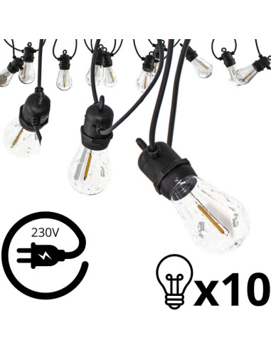 Party light girlanda zewnętrzna 10 żarówek 10led 8m 230v