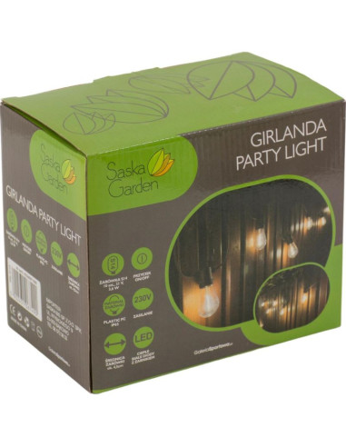 Party light girlanda zewnętrzna 10 żarówek 10led 8m 230v
