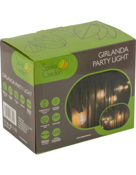 Party light girlanda zewnętrzna 10 żarówek 10led 8m 230v