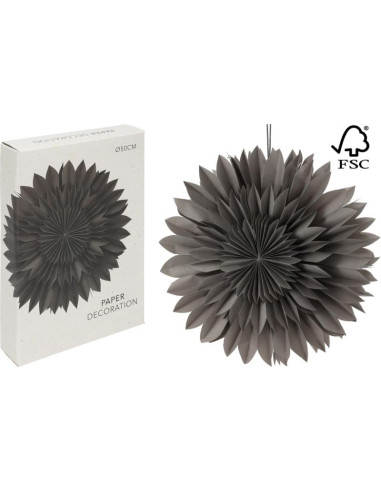 Gwiazda dekoracyjna wisząca papierowa 3d 50cm szara