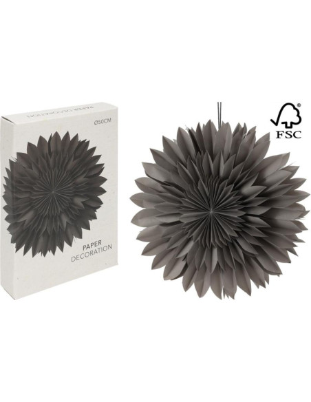 Gwiazda dekoracyjna wisząca papierowa 3d 50cm szara