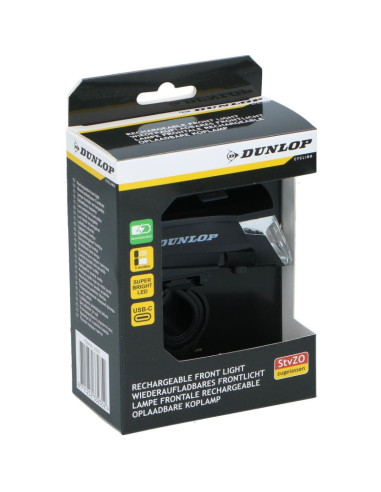 Lampka rowerowa przednia led usb-c certyfikat 3 tryby dunlop