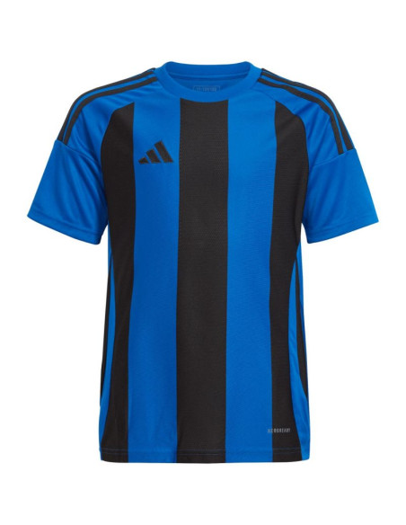 Koszulka dla dzieci adidas striped 24 jersey niebiesko-czarna iw2136