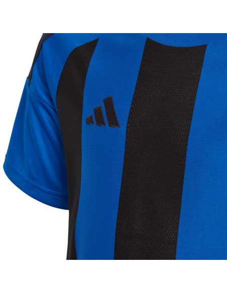 Koszulka dla dzieci adidas striped 24 jersey niebiesko-czarna iw2136