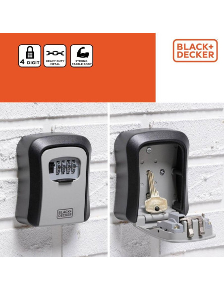 Skrzynka sejf na klucze na szyfr 4 cyfry black + decker