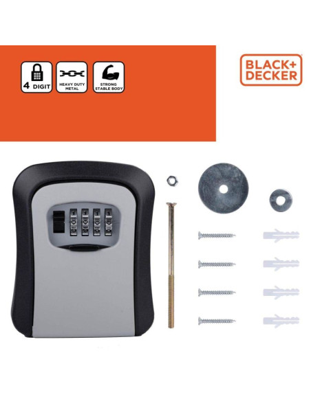 Skrzynka sejf na klucze na szyfr 4 cyfry black + decker
