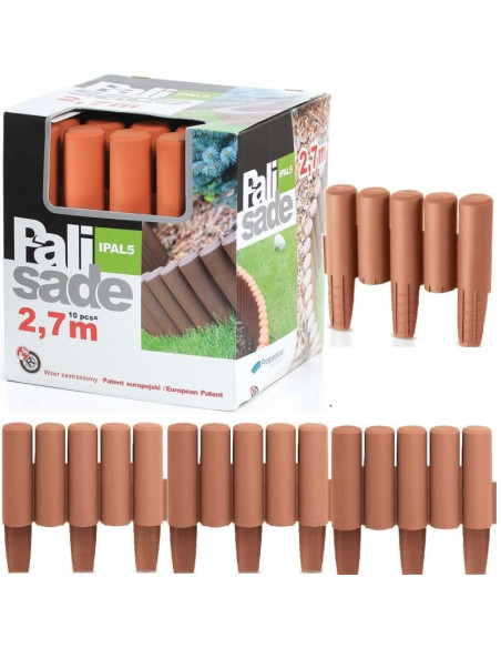 Palisada ogrodowa obrzeże trawnikowe 270cm ipal 5 terakota