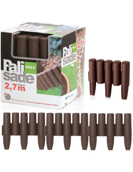 Palisada ogrodowa obrzeże trawnikowe 270cm ipal 5 brąz