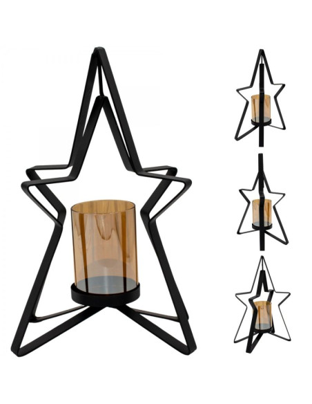 Świecznik metalowy 31,5cm gwiazda mica