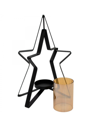 Świecznik metalowy 31,5cm gwiazda mica