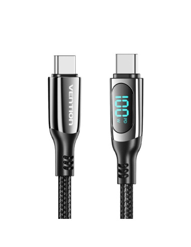 Kabel usb-c do usb-c vention usb 2.0 5a 1.2m z wyświetlaczem czarny
