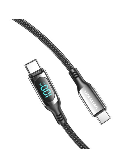 Kabel usb-c do usb-c vention usb 2.0 5a 1.2m z wyświetlaczem czarny