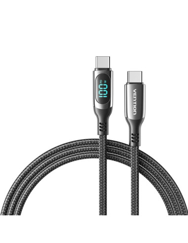 Kabel usb-c do usb-c vention usb 2.0 5a 1.2m z wyświetlaczem czarny