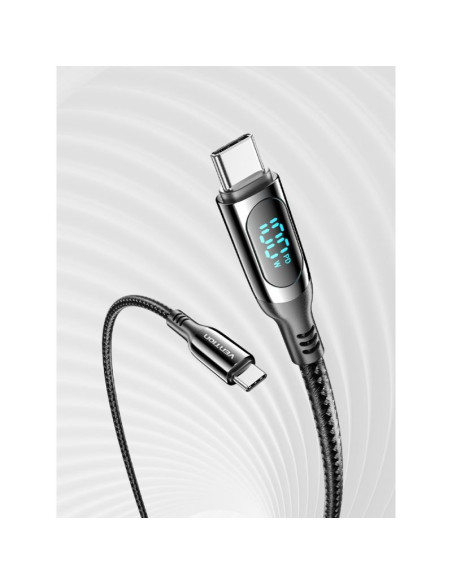 Kabel usb-c do usb-c vention usb 2.0 5a 1.2m z wyświetlaczem czarny