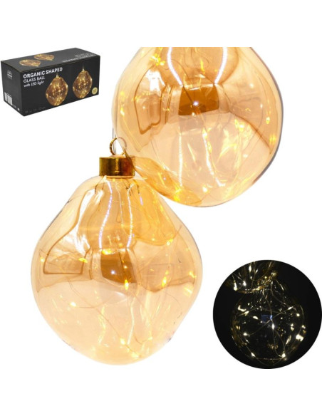 Bombka formówka szklana kropla 2szt led 12cm gold