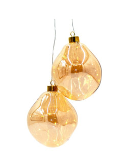 Bombka formówka szklana kropla 2szt led 12cm gold 2