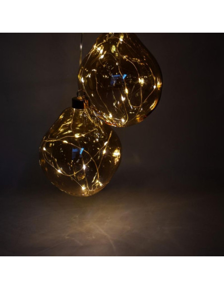 Bombka formówka szklana kropla 2szt led 12cm gold