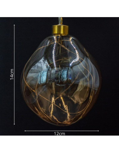 Bombka formówka szklana kropla 2szt led 12cm gold