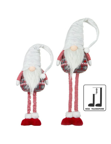 Skrzat gnom na teleskopowych nogach biały 80-115cm