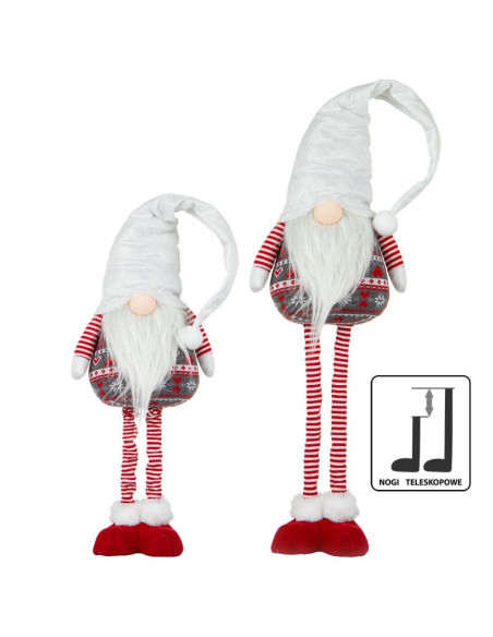 Skrzat gnom na teleskopowych nogach biały 80-115cm