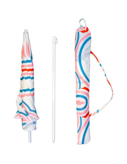 Parasol plażowo ogrodowy 160cm pasek niebiesko różowy 2