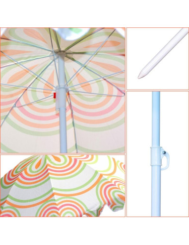 Parasol plażowo ogrodowy 160cm pomarańczowo zielony