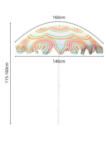 Parasol plażowo ogrodowy 160cm pomarańczowo zielony