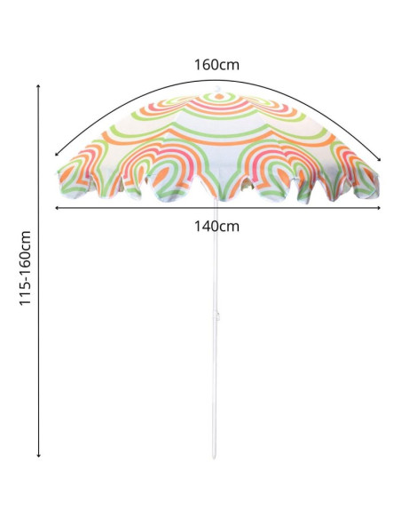 Parasol plażowo ogrodowy 160cm pomarańczowo zielony
