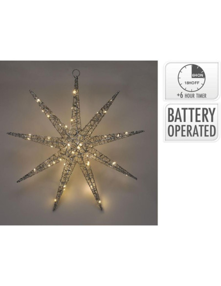 Płatek śniegu dekoracyjny wiszący 50led srebrny