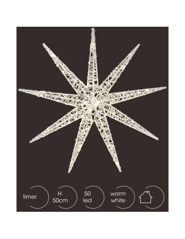 Płatek śniegu dekoracyjny wiszący 50led srebrny