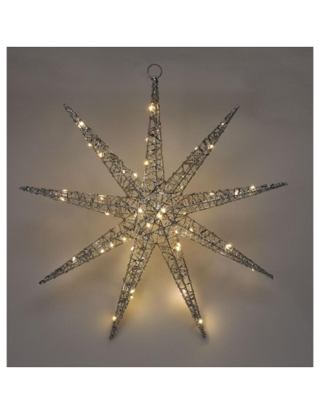 Płatek śniegu dekoracyjny wiszący 50led srebrny