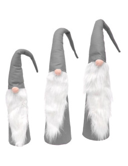 Set szarych mikołajów dekoracyjnych 60, 70, 80 cm