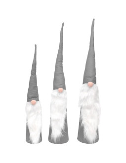 Set szarych mikołajów dekoracyjnych 60, 70, 80 cm 2